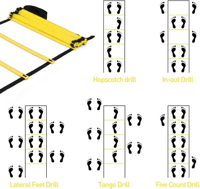 Rainmae Speed & Agility Ladder Training Equipment Set, Includes 12 Rung 20ft Agility Ladder, 4 Agility Hurdles,12 Disc Cones, 1 Resistance Parachute for Training Football Soccer Basketball Athletes - Image 5